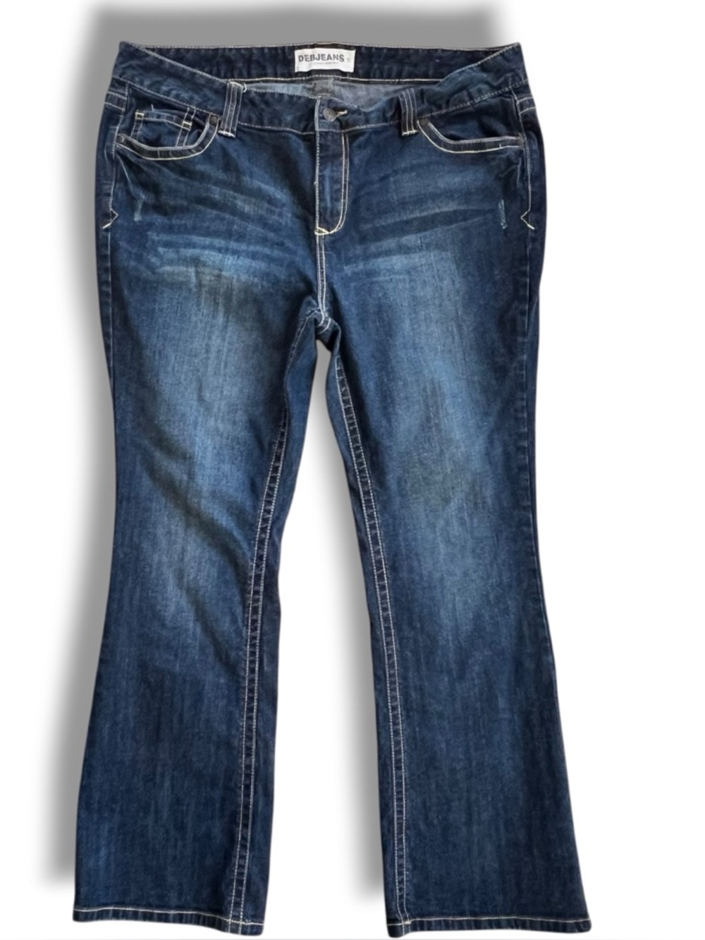 Womens Junior’s Vtg Y2K Deb Denim Jeans Sz 18 Short Western Flare Bootcut C-3